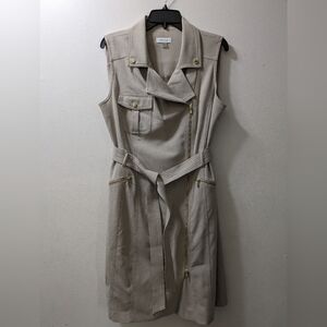 Calvin Klein Sleeveless Dress, Size 14, Khaki